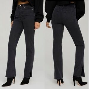 NWT Good American Good Boy Ripped High Waist Split Hem Cutout Side Jeans…